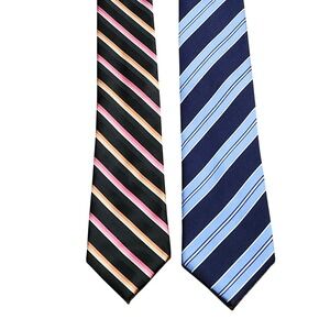 Lot of 2 Mens Striped Ties Savoy Taylors Guild Handmade & Arrow USA 1851 Silk